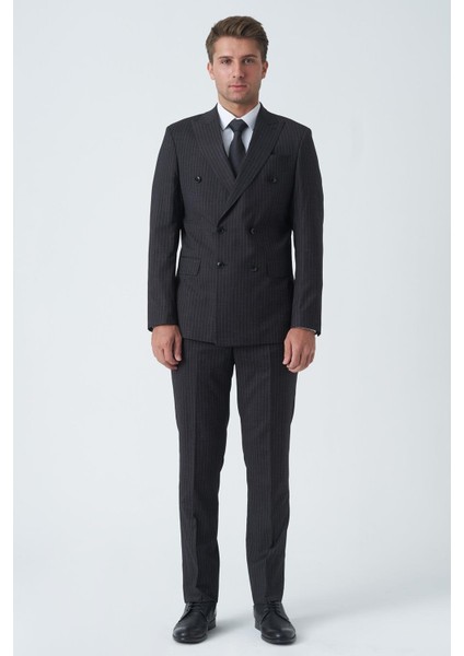 Lancaster T2471 Slim Fit Likralı Kruvaze 6 Drop Takım Elbise Desenli