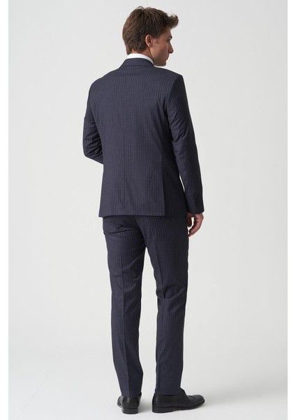 Agualva-Cacém T2475 Slim Fit 6 Drop Kruvaze Takım Elbise Desenli