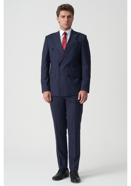 Abrantes T2474 Slim Fit 6 Drop Kruvaze Takım Elbise Desenli