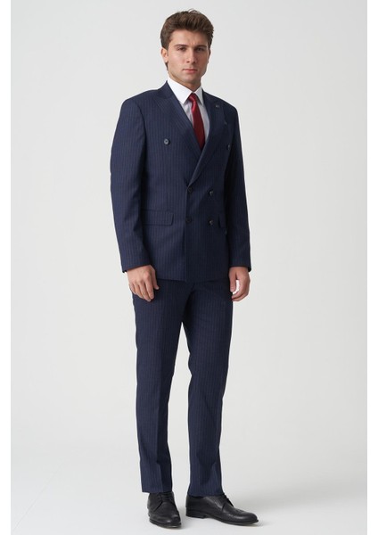 Abrantes T2474 Slim Fit 6 Drop Kruvaze Takım Elbise Desenli
