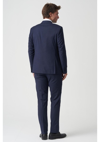 Abrantes T2474 Slim Fit 6 Drop Kruvaze Takım Elbise Desenli