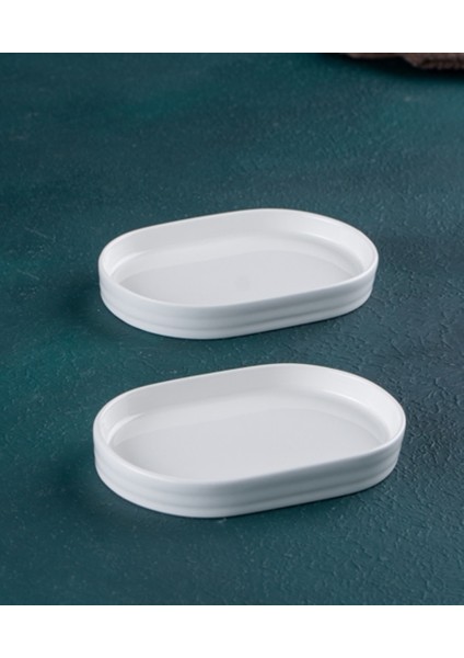 Porselen Beyaz 6'lı Oval Tabak - 15 cm