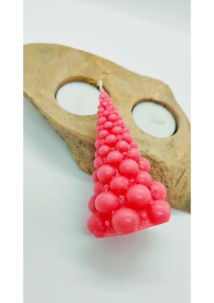 Dekoratif Çam Ağacı Şeklinde Mum, Baloncuk Desenli Mum modelleri