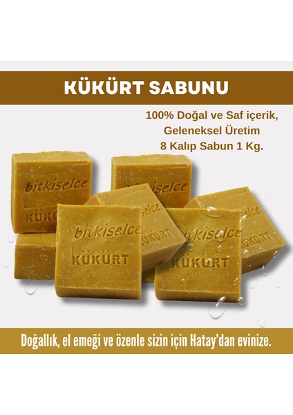 Saf ve Doğal Içeriklerle Kükürt Sabunu  950 gr (8 Kalıp)