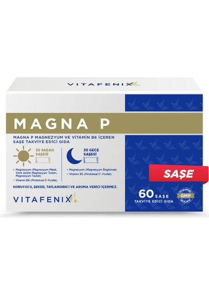 Magna P Magnezyum Ve Vitamin B6 Içeren Takviye Edici Vegan Gıda 60 Saşe