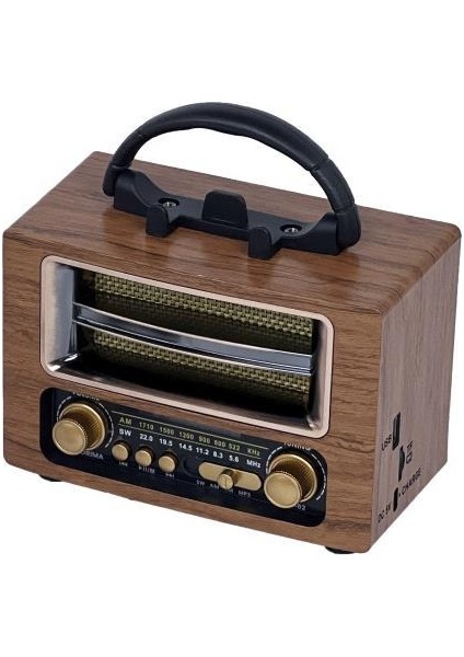 Ns-02 Wooden Nostajik Radyo Bluetooth Hoparlör