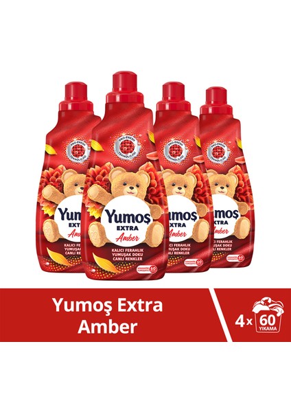 Yumos Extra Konsantre Çamaşır Yumuşatıcısı Amber 1440 ml x4