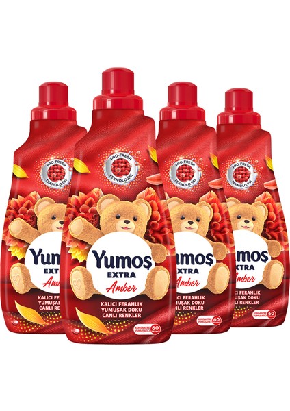 Yumos Extra Konsantre Çamaşır Yumuşatıcısı Amber 1440 ml x4