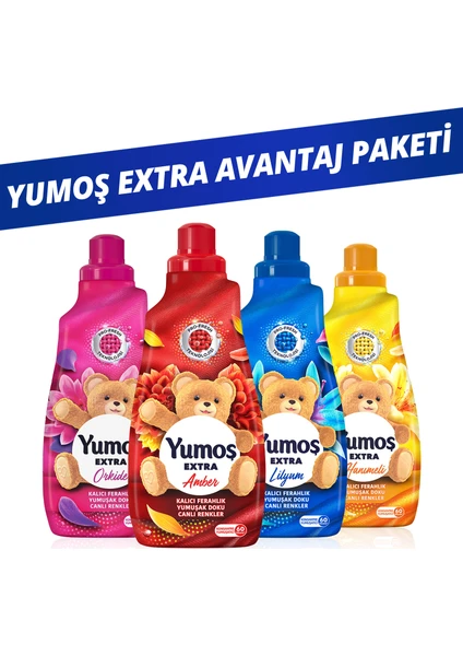 Çamaşır Yumuşatıcısı x4 Lilyum 1440ml + Orkide 1440ml  + Amber 1440ml  + Hanımeli 1440 ml