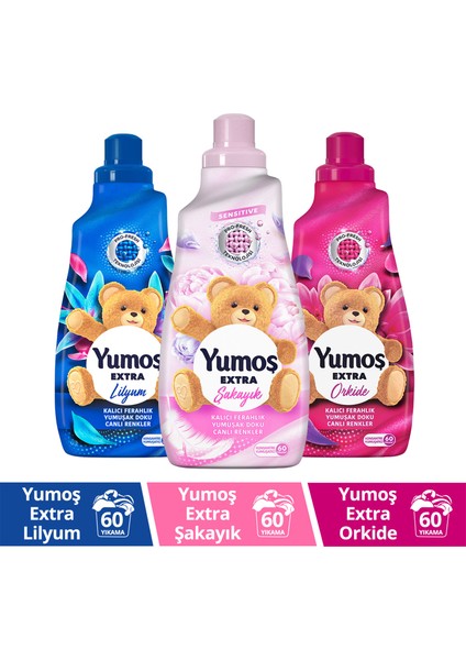 Çamaşır Yumuşatıcısı  Lilyum 1440 ml x1 + Yumoş Orkide 1440 ml x1 + Yumoş Şakayık 1440 ml x1