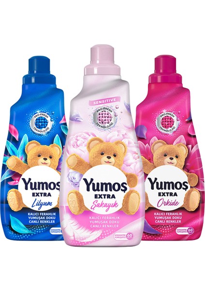 Çamaşır Yumuşatıcısı  Lilyum 1440 ml x1 + Yumoş Orkide 1440 ml x1 + Yumoş Şakayık 1440 ml x1