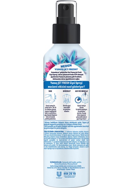 Jet Fresh Giysi Spreyi Yıkamadan Ferah Koku ve Ütü Etkisi Lilyum 200 ml x4