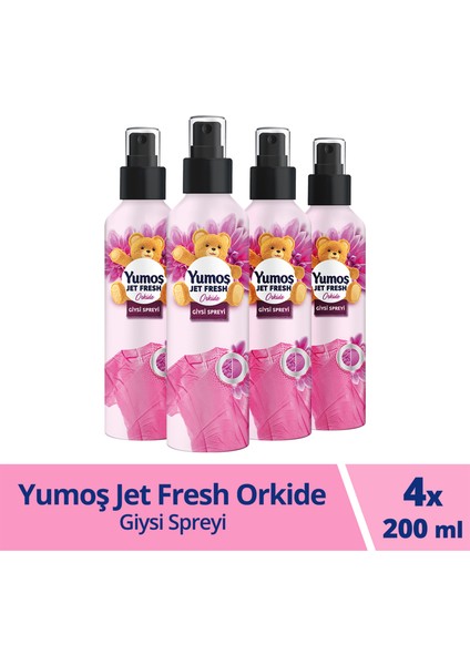 Jet Fresh Giysi Spreyi Yıkamadan Ferah Koku ve Ütü Etkisi Orkide 200 ml x4