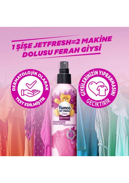 Jet Fresh Giysi Spreyi Yıkamadan Ferah Koku ve Ütü Etkisi Orkide 200 ml x4