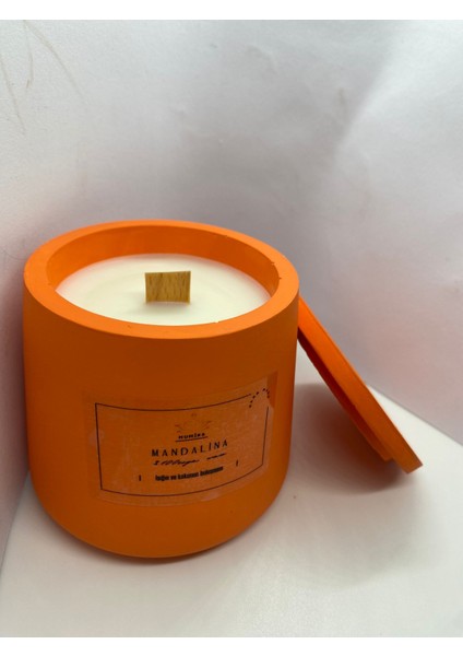 Mandalina Kokulu Mum Soya Mum Turuncu Renk Dekoratif Kavanoz Beton Mum Candle