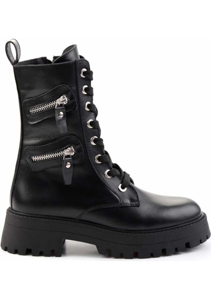 Siyah Deri Kadın Bot & Bootie K02351321003 fiyatları