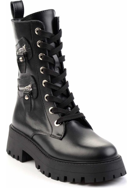 Siyah Deri Kadın Bot & Bootie K02351321003 modelleri