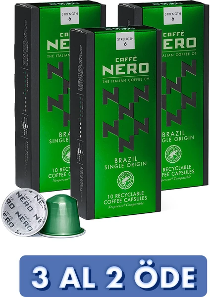 Caffe Nero Coffee Capsules Kapsül Kahve Brazil Single Origin 10X5.4 Gr(X3 Kutu)