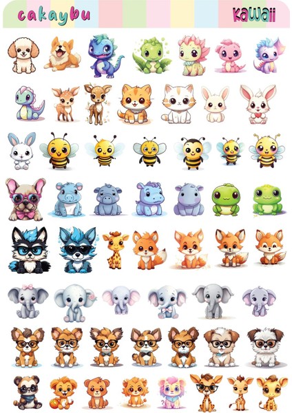 Kawaii Sea Animals ( Hayvanlar ) Temalı 2 Sayfa A4 101 Adet Sticker Set fiyatları