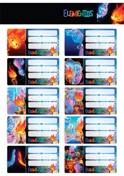 Ateş ve Su Okul Defter Etiketi