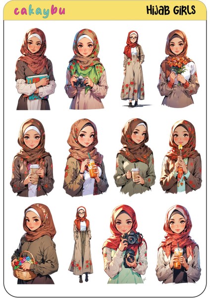 Hijab Girls Sticker Seti 2 Sayfa A4 32 Ad fiyatları