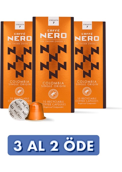 Caffe Nero Coffee Capsules Kapsül Kahve Colombia Single Origin 10X5.4 Gr (X3 Kutu)