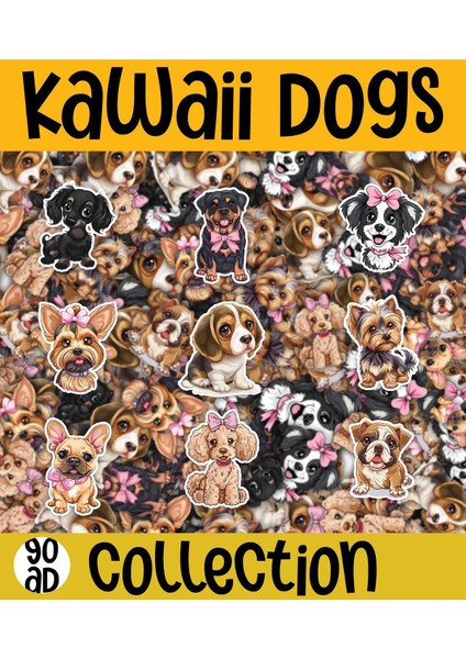 Kawaii Sea Dogs( Köpekler ) Temalı 2 Sayfa A4 90 Adet Sticker Set