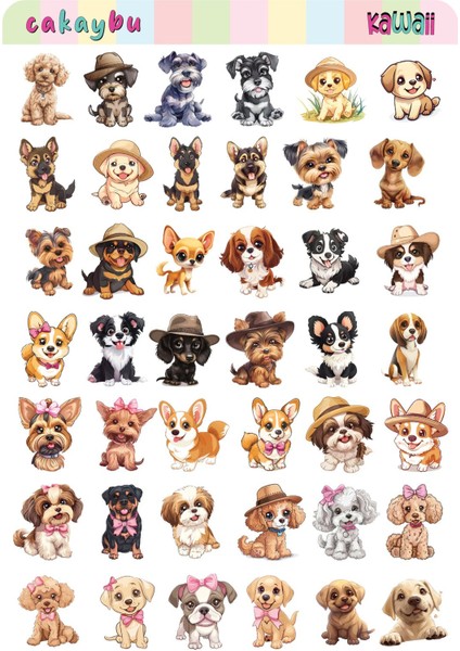 Kawaii Sea Dogs( Köpekler ) Temalı 2 Sayfa A4 90 Adet Sticker Set modelleri