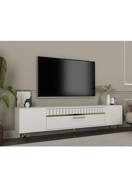 DEKOLP1DH Tv Sehpası Beyaz Altın fiyatları