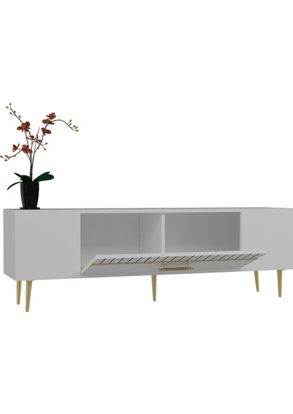 DEKOLP1DH Tv Sehpası Beyaz Altın fırsatları