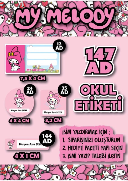 My Melody Defter Etiket Seti Sticker