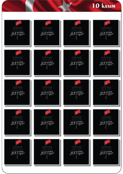 10 Kasım Atatürk'ü Anma Sticker Set 1 Sayfa A4 fiyatları