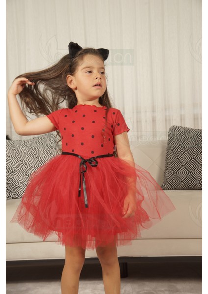 Kız Bebek Çocuk Kabarık Tütü Elbise Puantiyeli Kısa Kol Esnek Likralı fiyatları