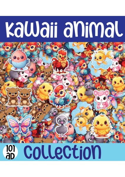 Kawaii Sea Animals ( Hayvanlar ) Temalı 2 Sayfa A4 101 Adet Sticker Set