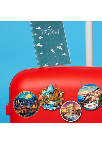 Travel Sticker Set ( 120 Adet 6 Sayfa A4 4cm ) Bavul,cüzdan,laptop,cep Telefonu,pasaport,kask indirimleri