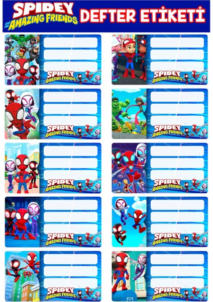 Spidey Defter Etiketi (Pp Etiket Suya Dayanıklı, Yırtılmaz )