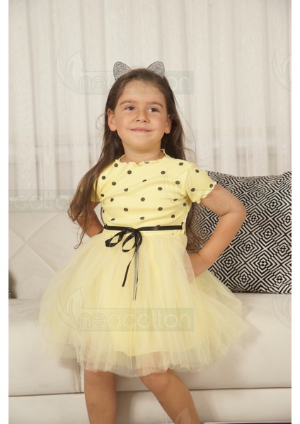 Kız Bebek Çocuk Kabarık Tütü Elbise Puantiyeli Kısa Kol Esnek Likralı modelleri