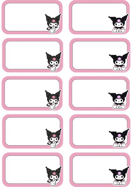 Kuromi Defter Etiketi A4 1 Sayfa 10 Adet 9x5 cm fiyatları