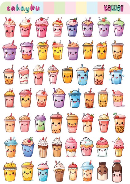 Kawaii Sea Autumn ( Sonbahar ) Temalı 1 Sayfa A4 56 Adet Sticker Set fiyatları