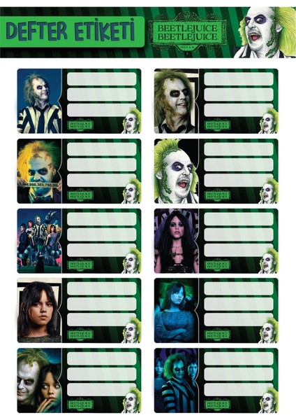 Beter Böcek ( Beetlejuice ) Defter Etiketi