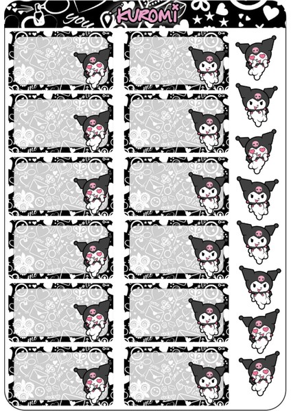 Kuromi Defter Etiketi A4 1 Sayfa