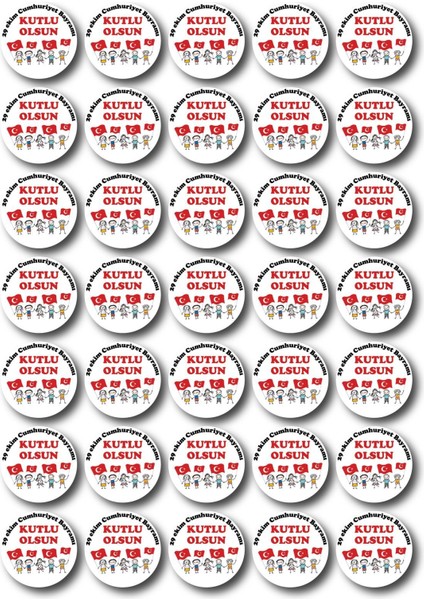 29 Ekim Cumhuriyet Bayramı Etiket Öğrenciler Için 3,5 cm 35 Adet 1 Sayfa fiyatları