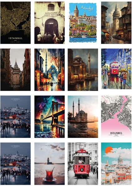 Istanbul Sticker Set 4 Sayfa A4 64 Adet 5x4 cm modelleri