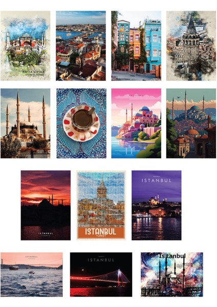Istanbul Sticker Set 4 Sayfa A4 64 Adet 5x4 cm indirimleri