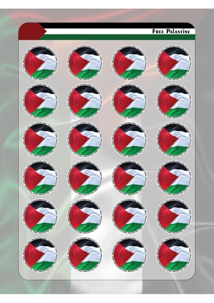 Free Palestine Özgür Filistin Sticker Set 1 Sayfa A4 3,8 cm 24 Adet fiyatları
