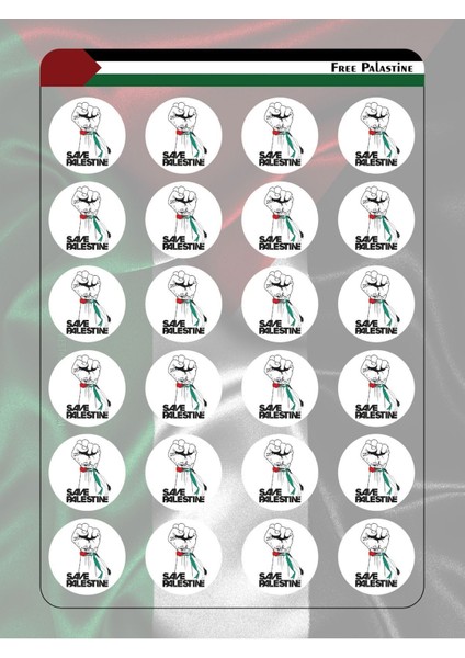 Free Palestine Özgür Filistin Sticker Set 1 Sayfa A4 3,8 cm 24 Adet fiyatları
