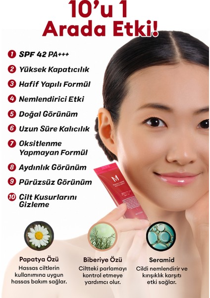 Mükemmel Kapatıcılık Sunan Çok Fonksiyonlu M Perfect Cover BB Cream Ex SPF42/PA+++ No.23 (20ml)