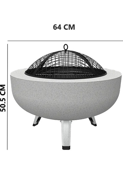 Metal 2'1 Arada Katlanabilir Ayaklı Ateş Çukuru Sehpa Şömine Bahçe Isıtma 64,5 cm Tel Izgarasız 0618