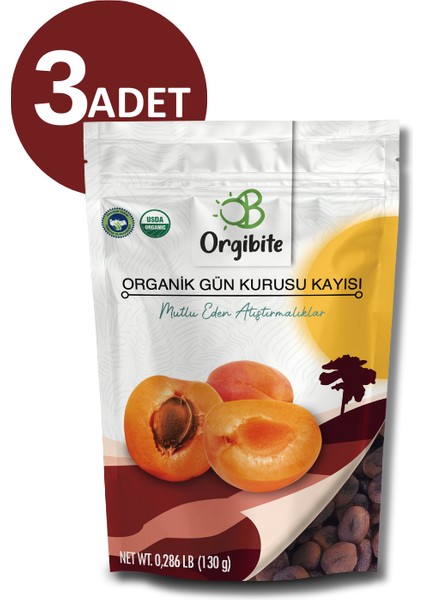 Organik Gün Kurusu Kayısı 130gr 3'Lü Set