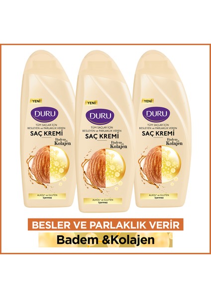 Badem& Tüm Saçlar Için Saç Kremi 3X500 ml